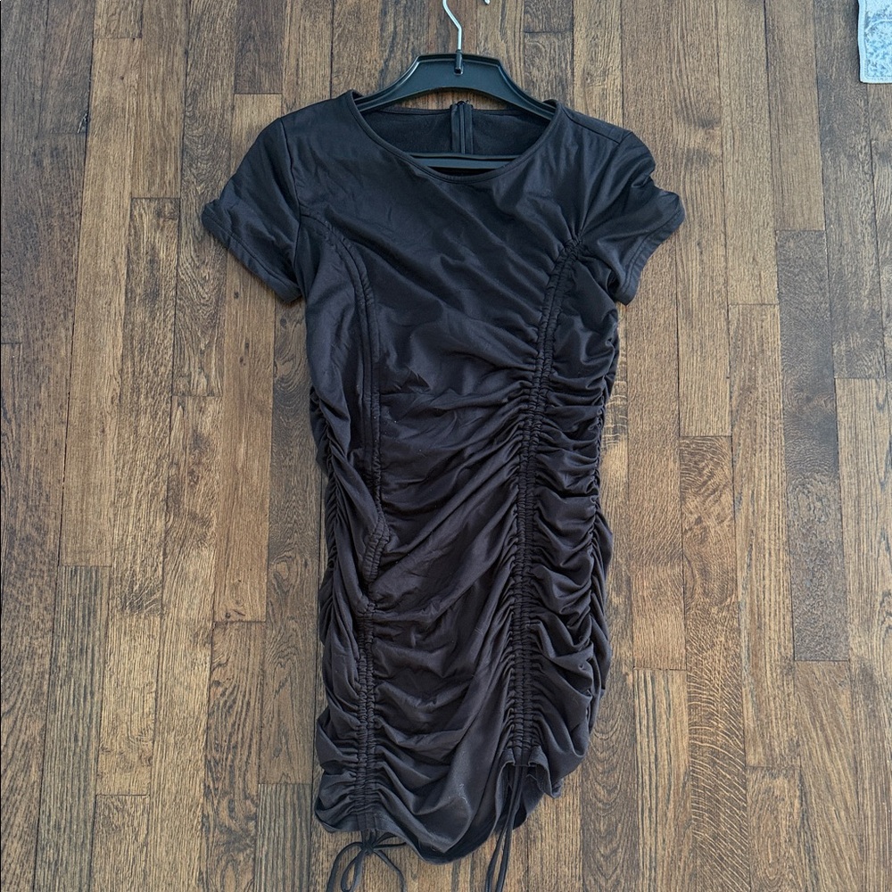 Fashion Nova Black Ruched Mini Dress